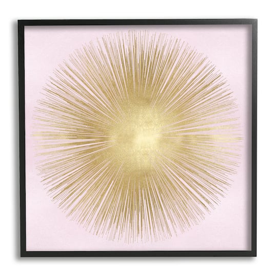Stupell Industries Minimal Abstract Glam Sunburst Lines Over Pink in Frame Wall Art